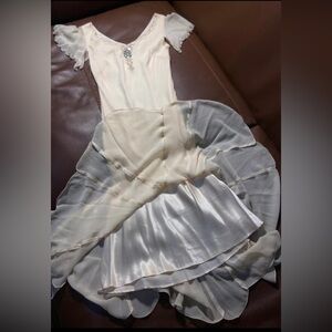 Midi/long silk dress, cream color, size XS/0/00
